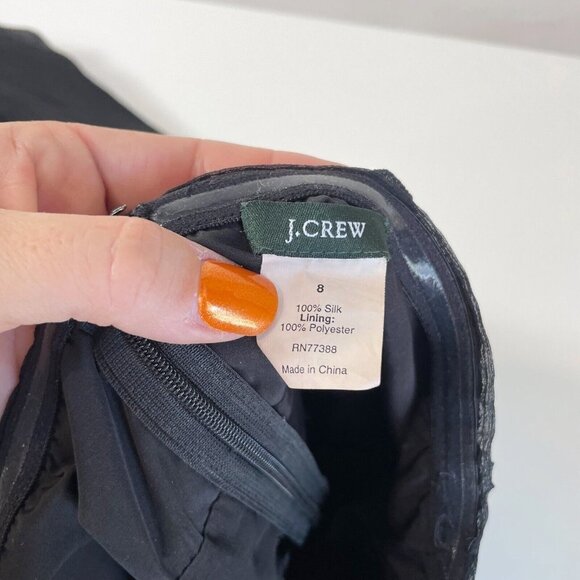 J.CREW Womens Emily Silk Strapless Chiffon Cocktail Dress Black 8 Formal Lined - Picture 4 of 6